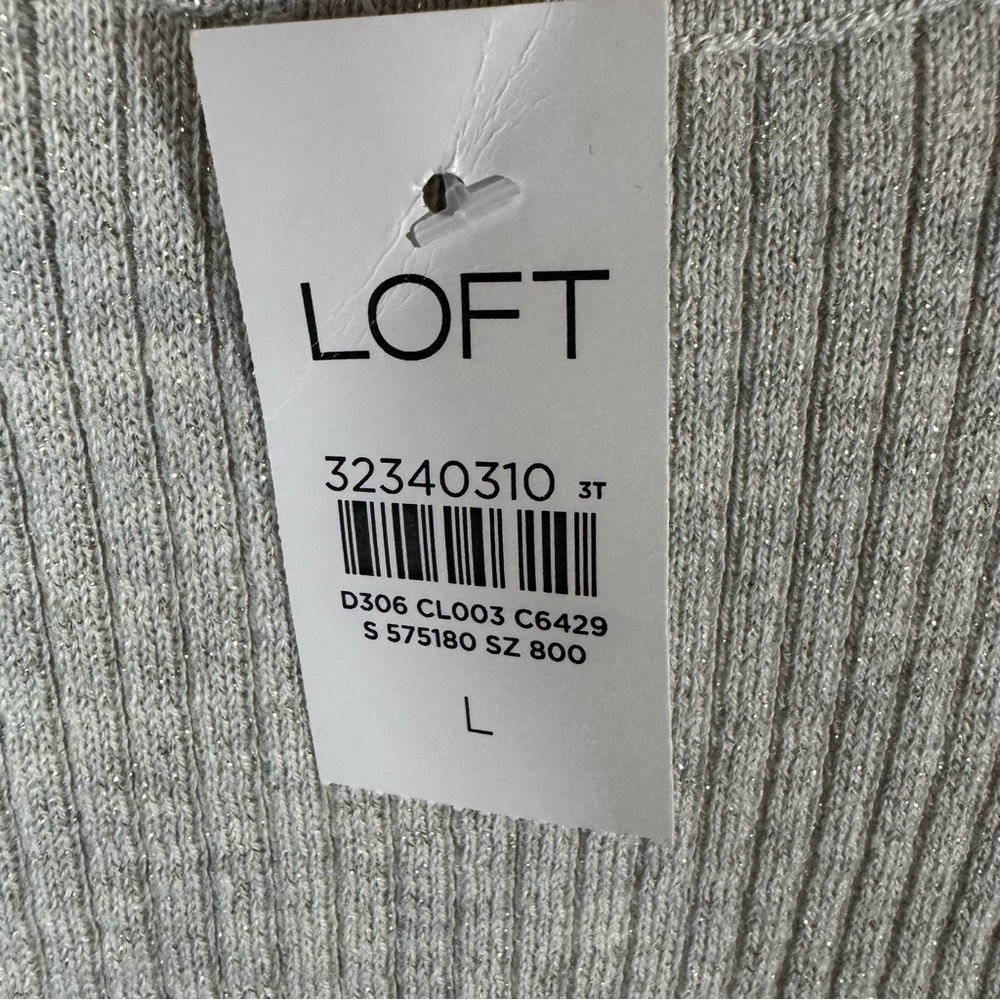 Loft Gray Ribbed Puff Sleeve Sweater NWT - Picture 9 of 9